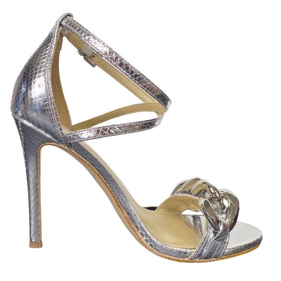 MICHAEL | Michael Kors Silver Scarlett SnakeSk*n Print Ankle Strap Heels - 5.5 - Picture 4 of 10